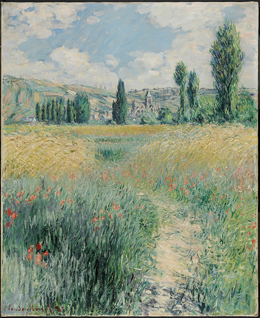 'Path on the Island of Saint Martin, Vétheuil,' 1881. Claude Monet, French, 1840 - 1926. Oil on canvas, 29 x 23 1/2 inches (73.7 x 59.7 cm). Philadelphia Museum of Art, 125th Anniversary Acquisition. Gift of John C. Haas and Chara C. Haas, 2011.